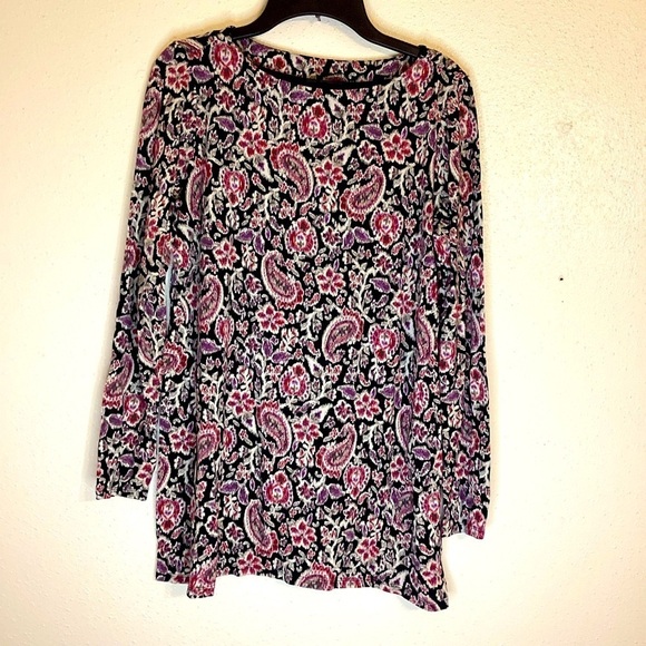 J.Jill Wearever Collection Top Tunic Black Floral - Picture 1 of 7